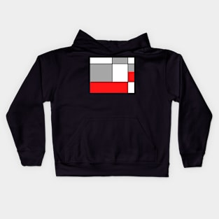 Squares and Rectangles  Red , Grey, and White Kids Hoodie